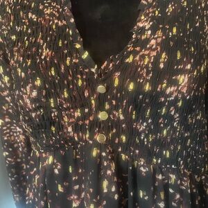 CeCe Black and Pink Smocked Dress